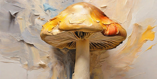 Golden Teacher Mushroom Painting