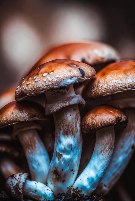 Close-up of mushrooms with a blurred background